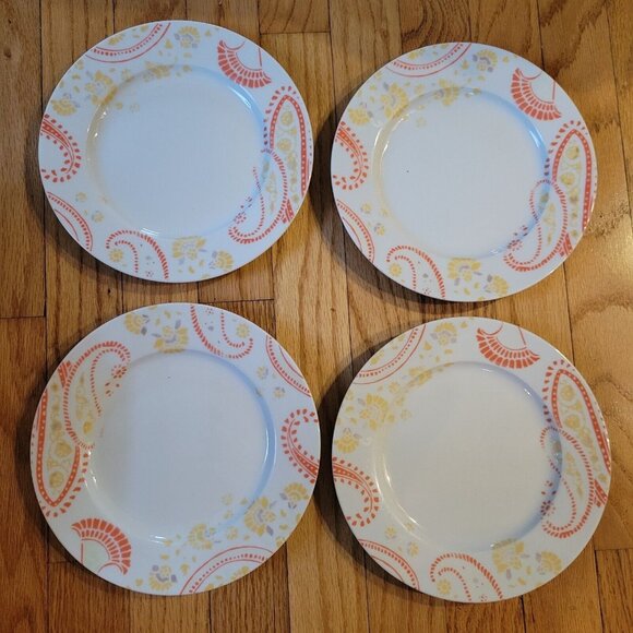 Lot of 4 Rachael Ray PAISLEY K014 Porcelain Salad Side Dessert Plates - Picture 1 of 5